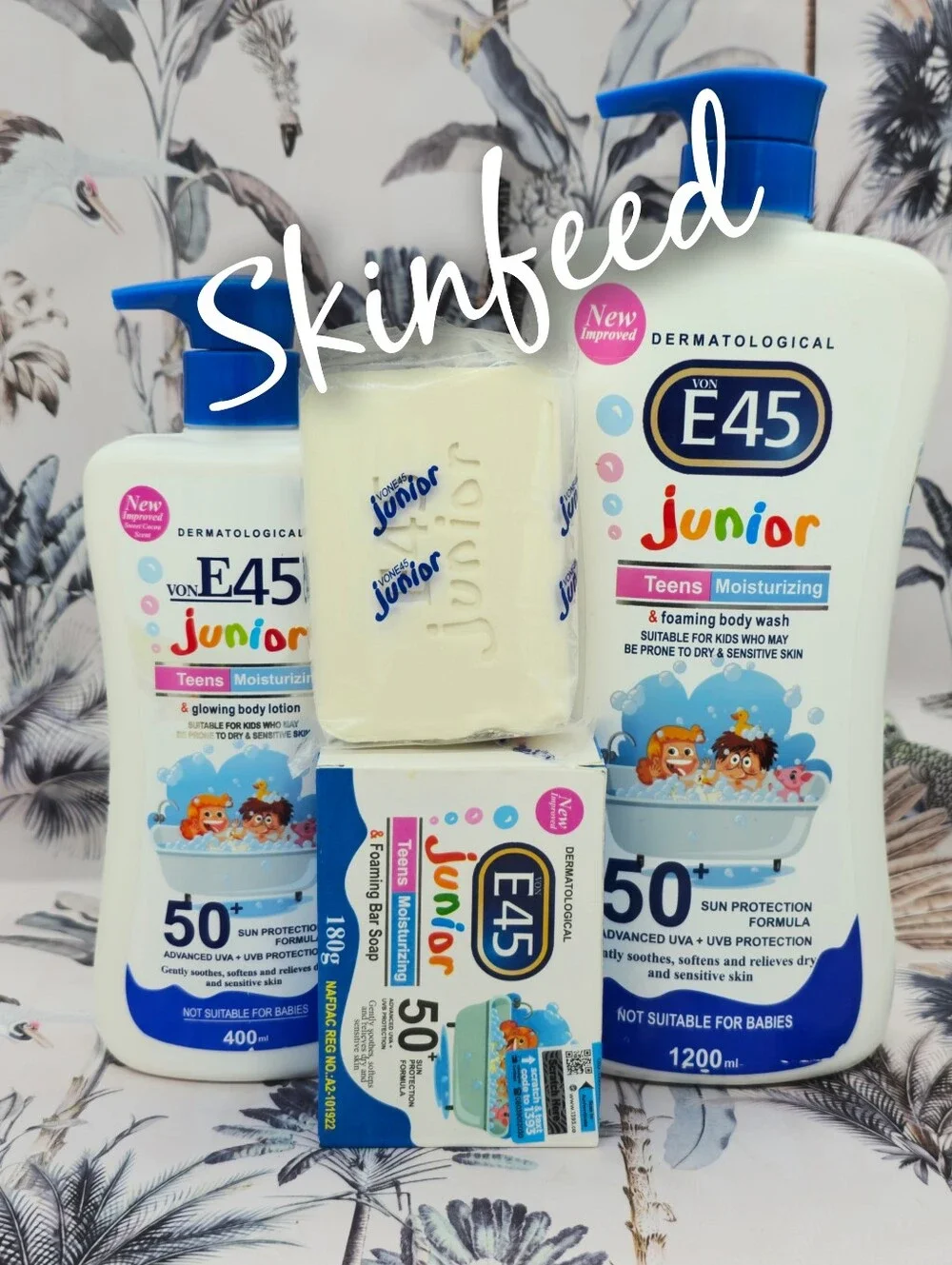 E45 Junior Kids & Teens Moisturizing Body Wash, Soap & Lotion - Blue